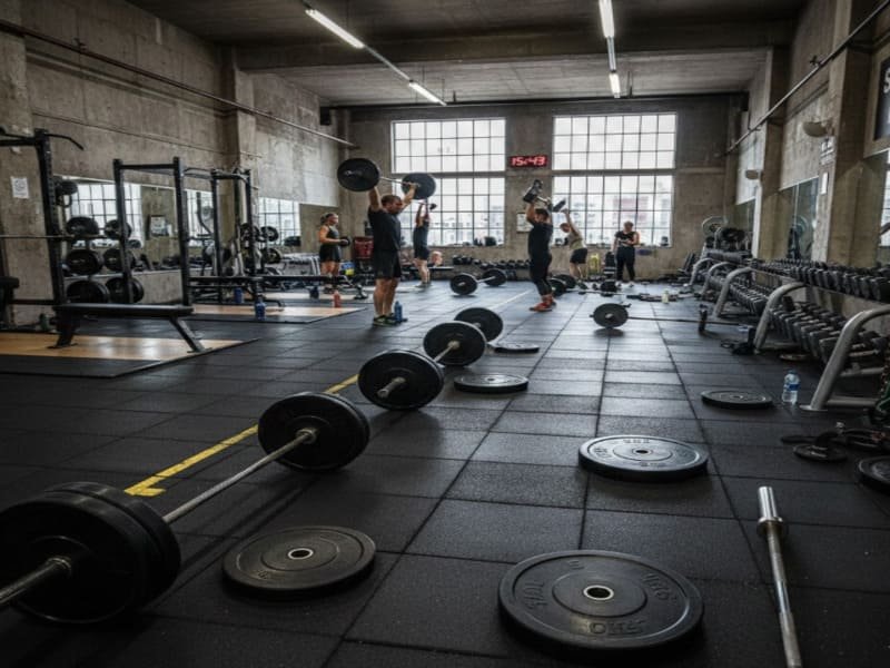 Engineer testing moisture content in concrete subfloor